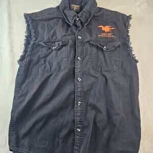 Deal’s Gap Black Denim Vest XL Men’s Milwaukee Performance  motorcycle Resort